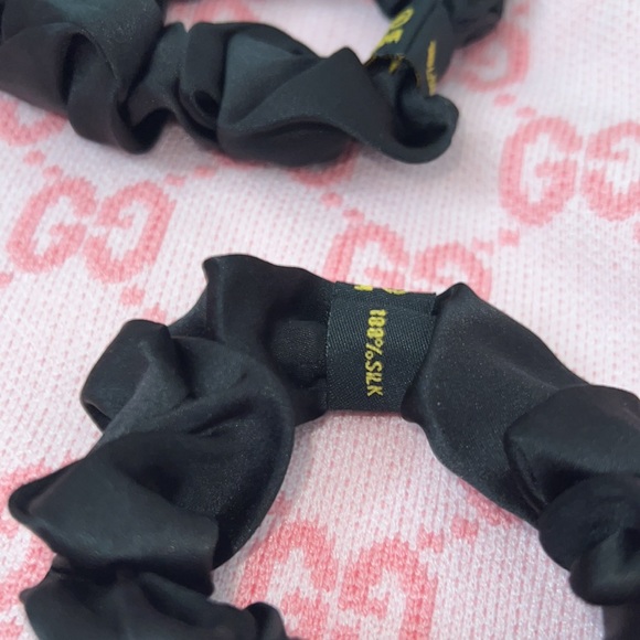 Silk hair scrunchie tie mulberry silk pink sexy shiny metallic hair pony tail - Picture 10 of 12